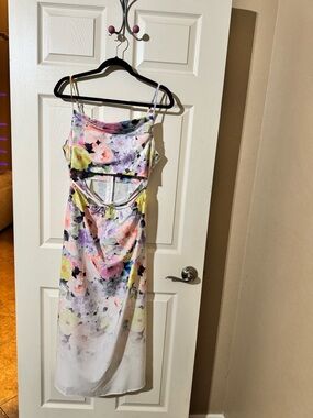 Source Unknown Pastel Floral Backless Slip Dress in Pink, Yellow & Purple